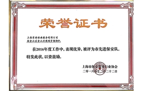 金山區(qū)“市先進保安隊”榮譽證書